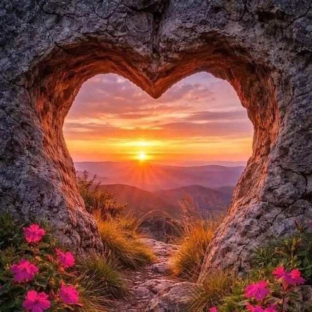 Coeur dans un rocher carré